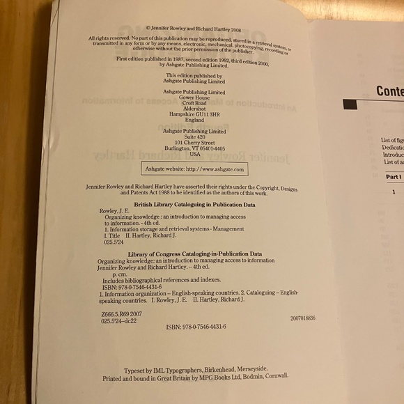 Organizing Knowledge - Softcover by Rowley, Jennifer; Hartley, Richard - Picture 3 of 3